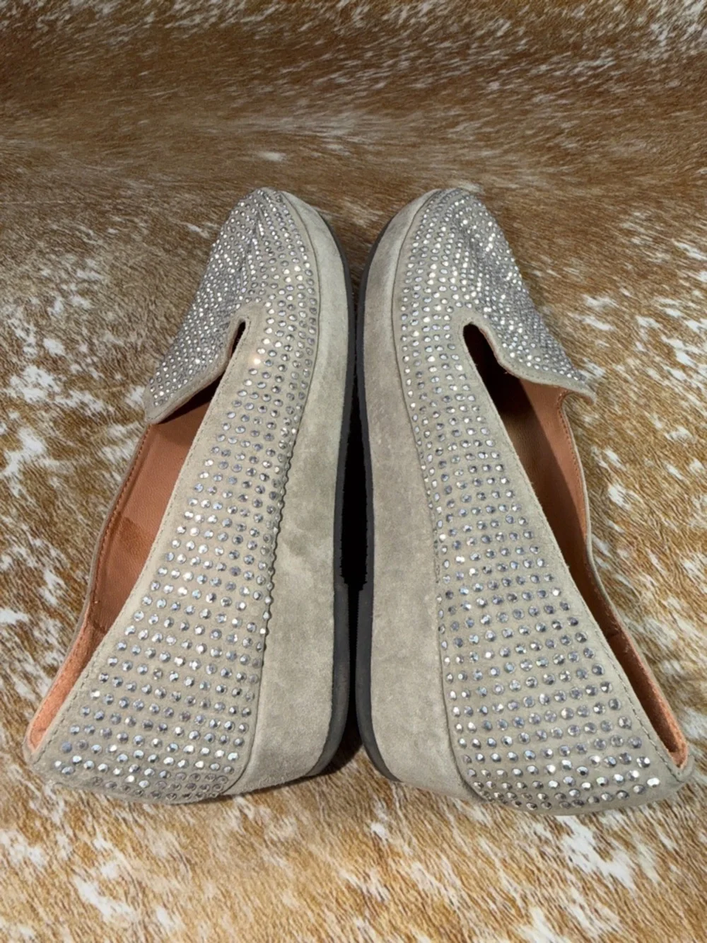 L'AMOUR DES PIEDS Correze Rhinestone Studded Wedge Loafers EUC sz 7M